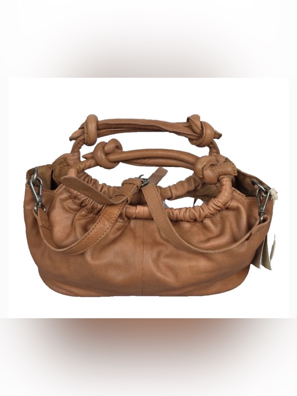 Free People Knot-Handle Head over Heels crossbody/slouchy bag in Latte
